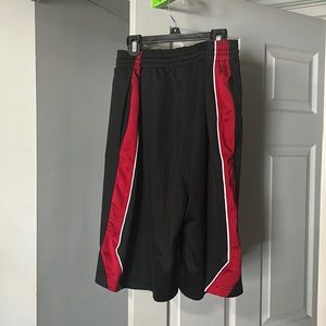 Nike athletic shorts black with red side stripe size XL